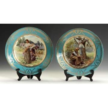 Pair of Royal Vienna Transfer and Hand Painted Plates
