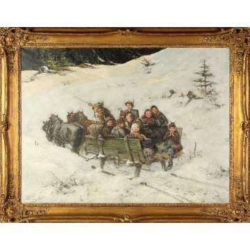 Albert Muller-Lingke (German, 1844-1930) Winter Sleigh Ride