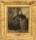 Adolf Humborg (Austrian, 1847-1913) Seated monk w/barrel & glass of wine