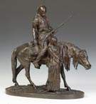 Attr to Pierre Jules Mene (French, 1810-1879) Bronze Sculpture of an Arab figure on horse with slave girl