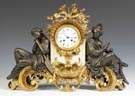 French Gilt Bronze & Marble Figural Shelf Clock