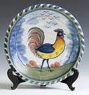 Early Delft Charger w/Polychrome Rooster Decoration