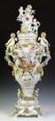 Monumental Dresden Armorial Covered Urn on Stand