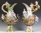 Pair of Monumental Meissen Ewers from the "Four Elements" Series