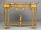 Louis XVI Carved & Gilt Wood Console Table with Marble Top