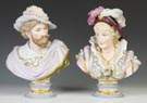 Two Hand Painted Bisque Busts