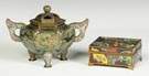Chinese Bronze Cloisonne Censor & Box