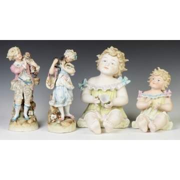 German Hand Painted Bisque Piano Babies