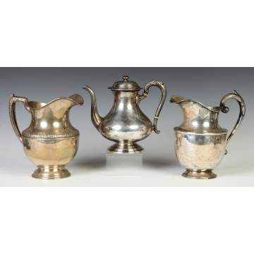 Two Sterling Water Pitchers & Teapot 