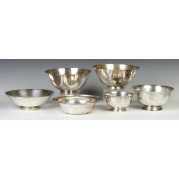 Group of Six Sterling Silver Bowls