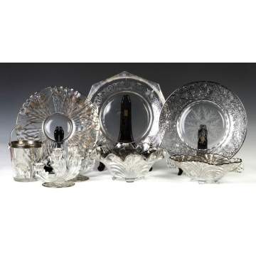 Group of Silver Overlay Engraved Glass