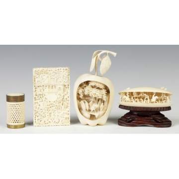 Group of Carved Ivory Asian Objects