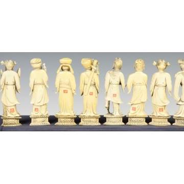 Group of 8 Chinese Sgn. Carved Ivory Immortals