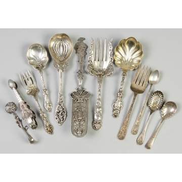 Group of 12 Victorian Sterling Silver Serving Pieces