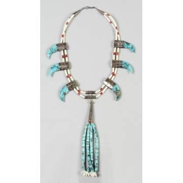 Turquoise, Beaded & Silver Necklace