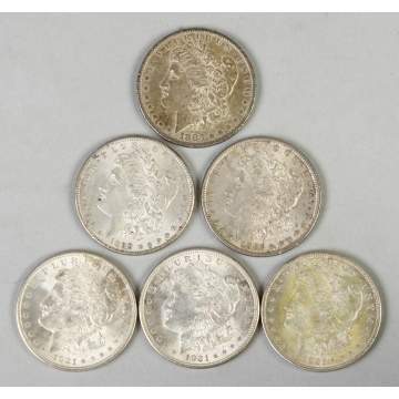 6 Morgan Head Silver Dollars