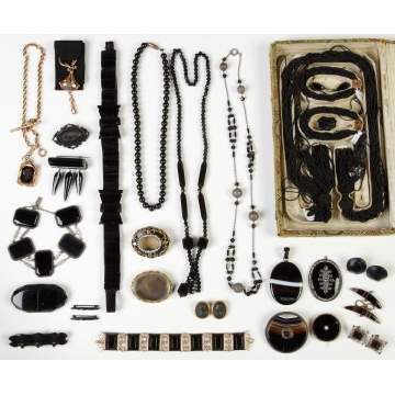 Group Victorian Mourning Jewelry, etc.