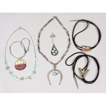 Six Various Silver & Turquoise Necklaces & Boleros