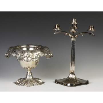 Sterling Silver Compote & Silver Plate Candelabra