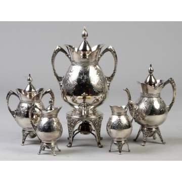 Victorian Asthetic Style Silver Plate 5-Pc. Tea Set 