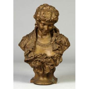 Spelter Metal bust of Young Lady