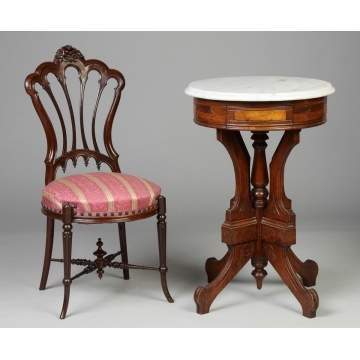 Victorian Chair & Marble Top Stand
