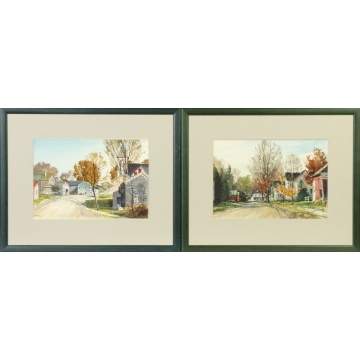 R.W. Ware (Upstate New York) Two Fall street scenes