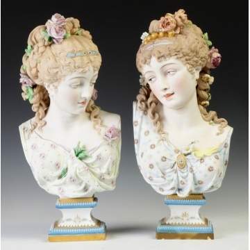 Paul Duboy French Hand Painted Porcelain Busts