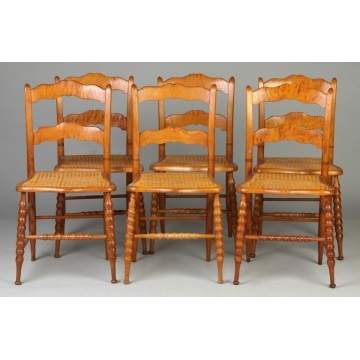 Set of 6 Curly Maple Chairs w/Cane Seats