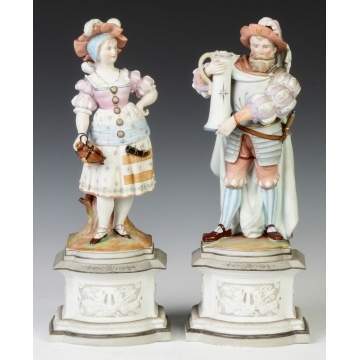 2-Piece Hand Painted Porcelain Figures on Stands