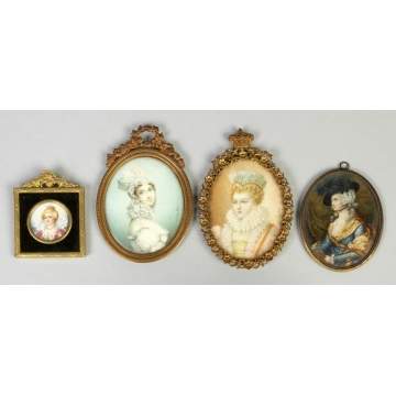 Four Miniatures on Ivory of Ladies