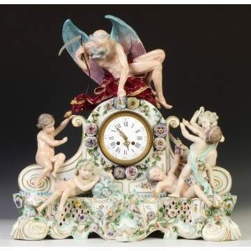 Monumental Hand Painted Porcelain Clock