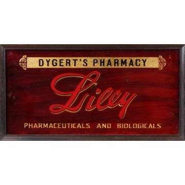 Dygert's Pharmacy Vintage Reverse Painted Sign