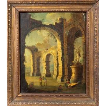 Old master's style painting of ruins