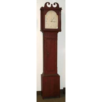 New England Painted Pine Tall Case Clock