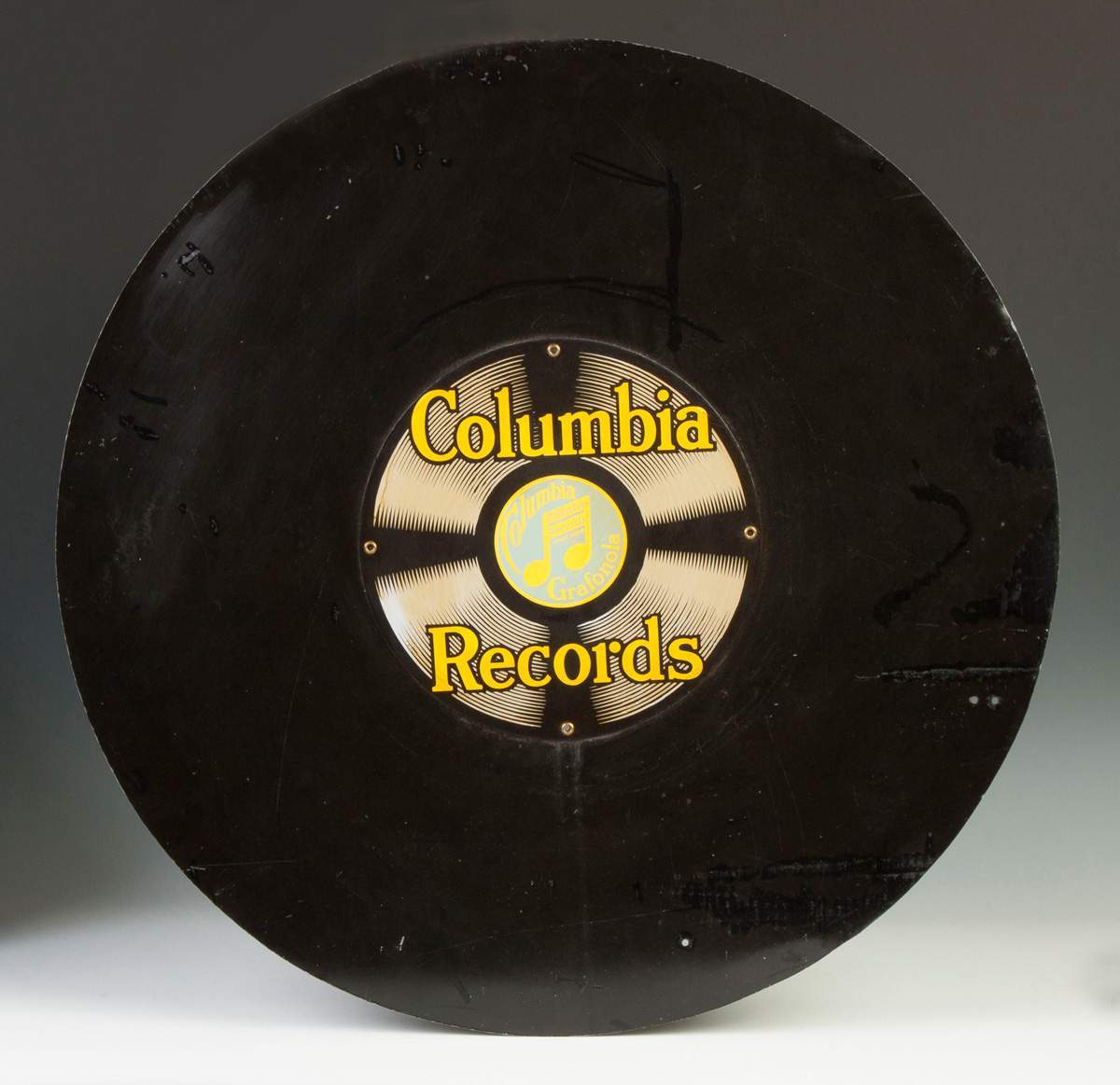 Vintage Columbia Records Grafonola Metal Advertisement Cottone Auctions