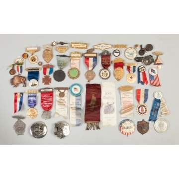 Various Vintage Campaign & Commemorative Ribbons, Buttons & Pins