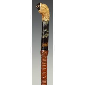 Cane with Carved Parrot Handle