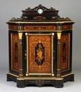 New York Ebonized Side Cabinet with Inlaid Panels, Attr. To Alexander Roux