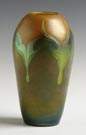 Tiffany Blue/Green Iridescent  Vase - Pulled Feather Design