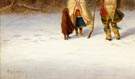 Cornelius David Krieghoff (Canadian, 1812-1872) Caughnawaga Indians in Snowy Landscape. 