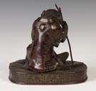 Japanese Bronze Seated Monkey with Ball