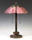 Unusual Albert Secrist Stylized Floral Panel Lamp 