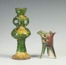 Chinese Sanci Glazed Vase & Cup