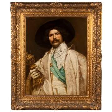 Ferdinand Victor Leon Roybet  (French, 1840-1920) Portrait of a gentleman w/chalice