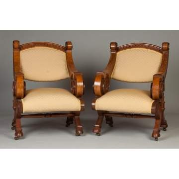 Pair of Walnut Arm Chairs Attr. To Thomas Brooks