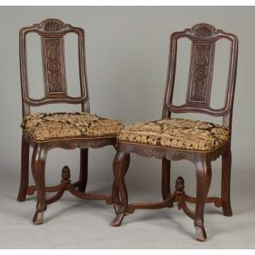 Pair of Carved Oak Side Chairs