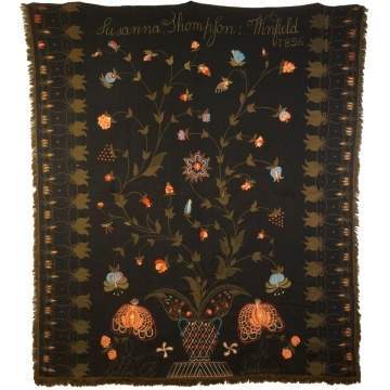 Fine & Rare Embroidered Wool Bed Cover