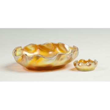 Tiffany Gold Iridescent Bowl & Master Salt