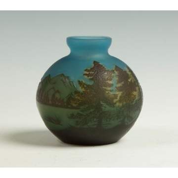 Galle Cameo Vase with Lake Scene